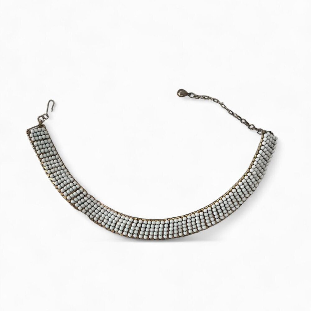 Vintage White Beaded Adjustable Choker